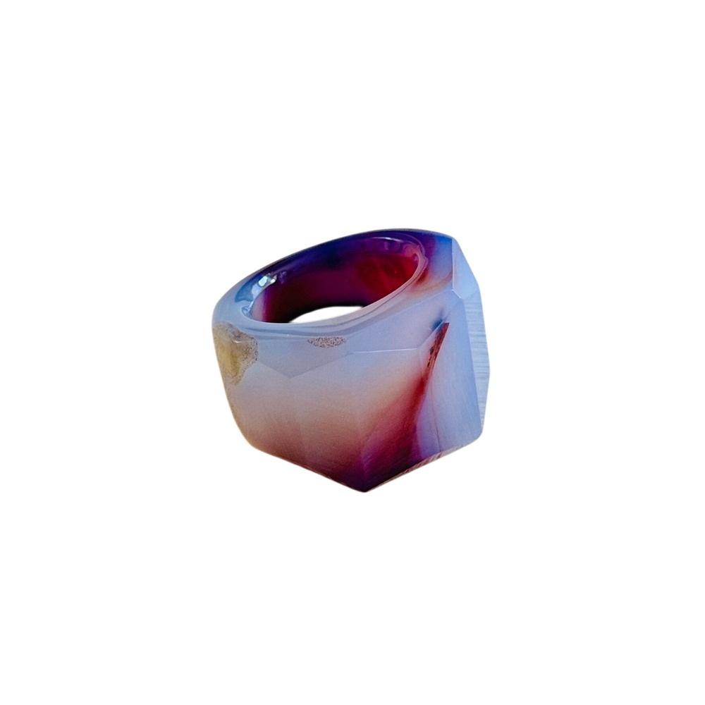 Amethystโ Solid Stone Geometric Cocktail Ring Purple Natural BOHO Authentic Sz8